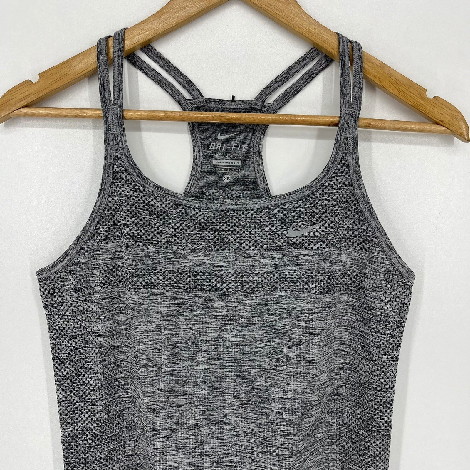 Nike Dri-FIT Womens Space Dye Racerback Tank Top Grey Black Size XS