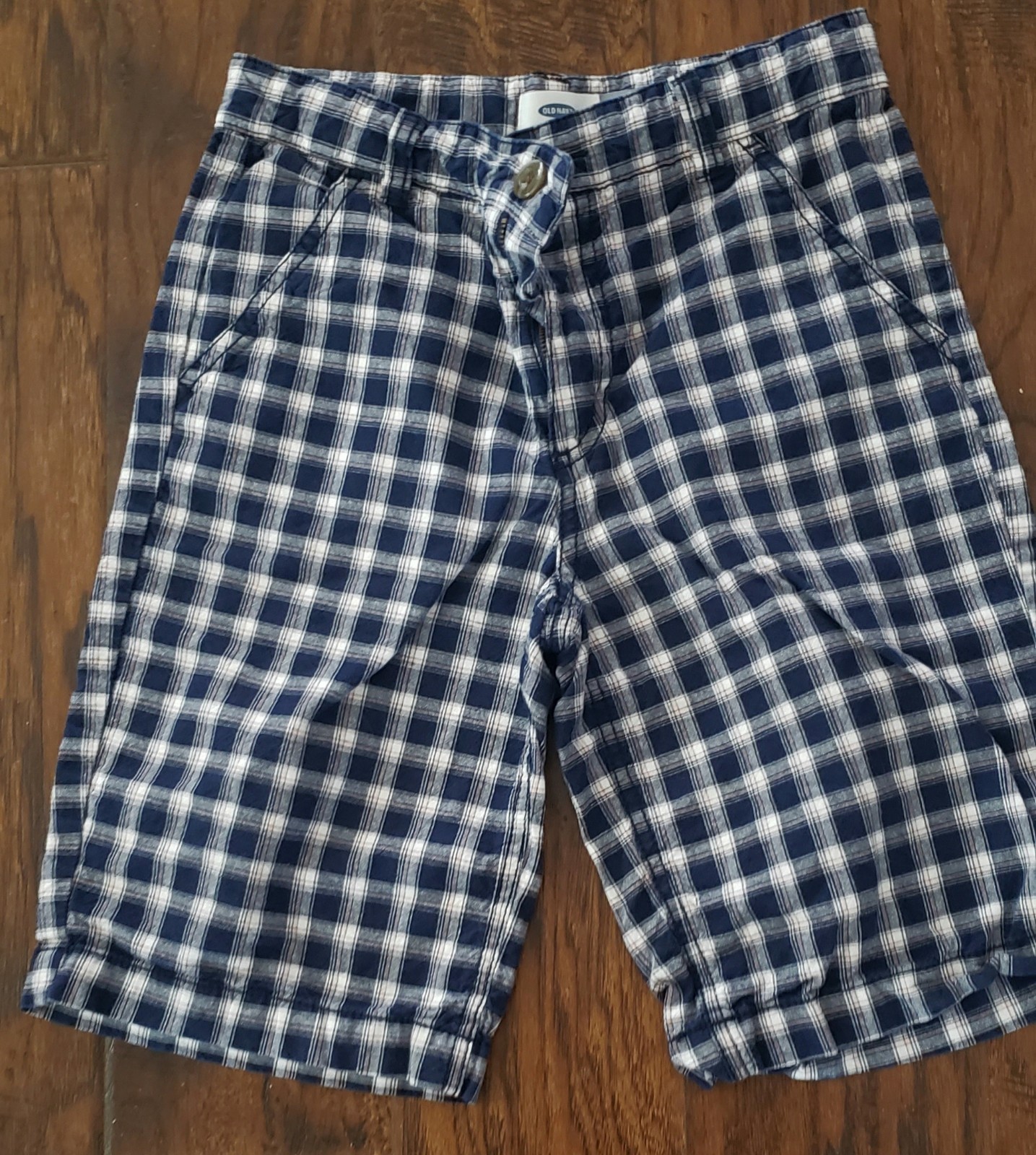 Boys Old Navy Blue Plaid Bermuda Shorts – Size 10 – Cotton