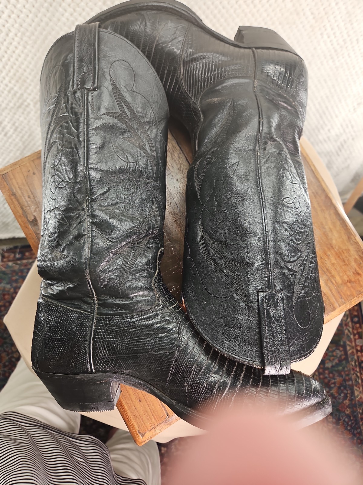 J. CHISHOLM Teju Lizard Handcrafted Leather Cowboy Boots #973 Men 8 C/D Beauties