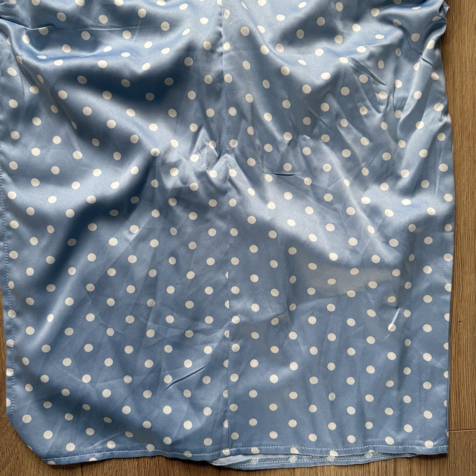 In The Style Blue Polka Dot Satin Dress UK 6 BNWT Strappy Ruffle Cowl Neck