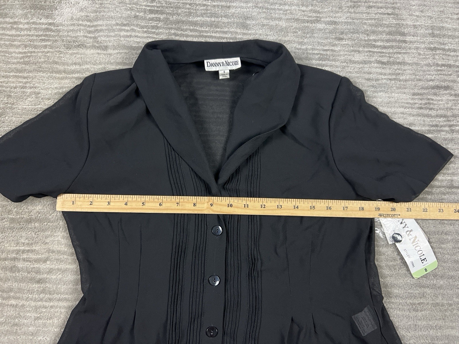 Danny & Nicole Top Womens 8 Black Padded Semi Sheer Padded Casual NWT