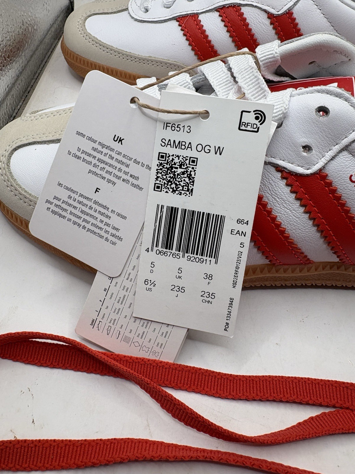 – Adidas Samba OG White Orange Sz 6.5