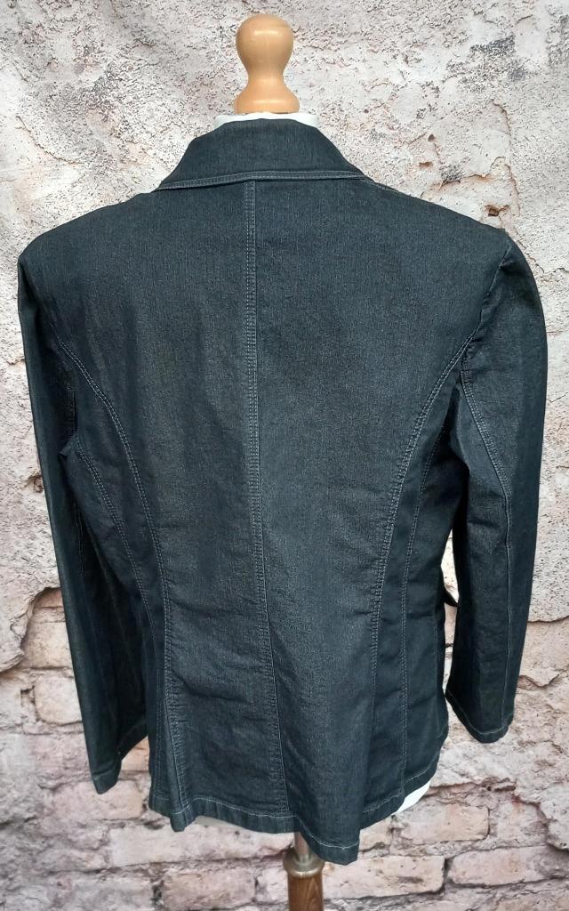 APANAGE DENIM JACKET INDIGO BLUE BLAZER WITH STRETCH SIZE 18 DESIGNER BOUTIQUE