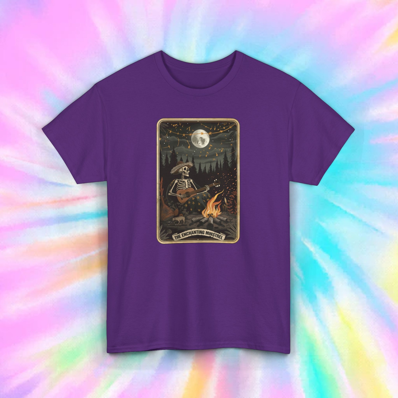 Enchanting Minstrel Tarot T-Shirt | Skeleton Bard | Mystic Graphic Shirt S-5XL