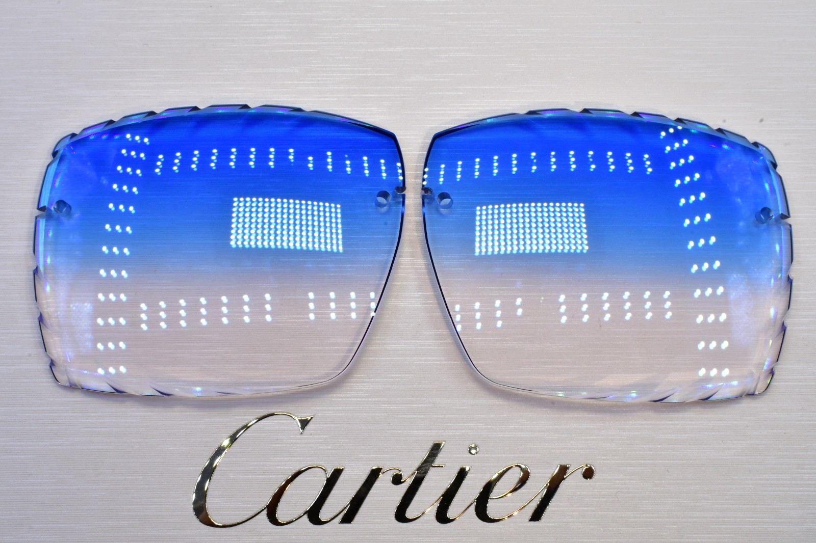 Cartier big c diamond cut lenses wood horn trivex Sunglasses ct0092o Cobalt 59