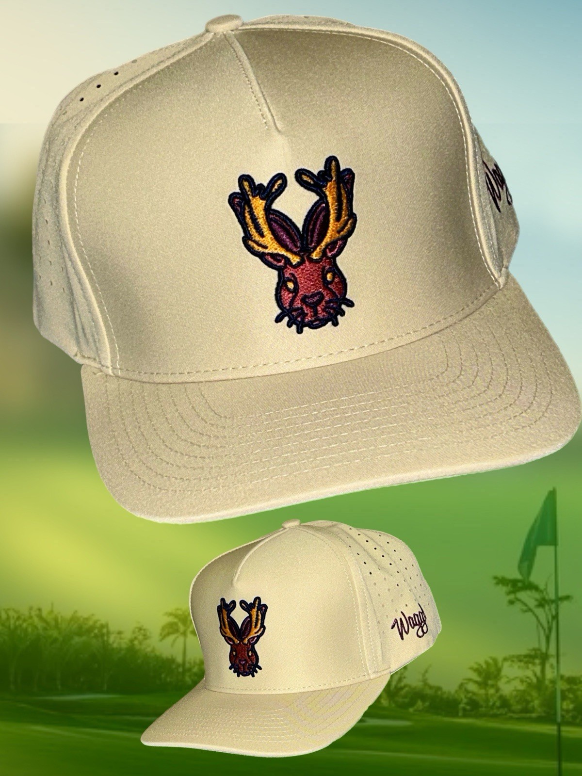 WAGGLE GOLF ‘Jacked-Up’ DRI-FIT SPORT SNAPBACK CAP, One Size Fits All -MINT NWT!