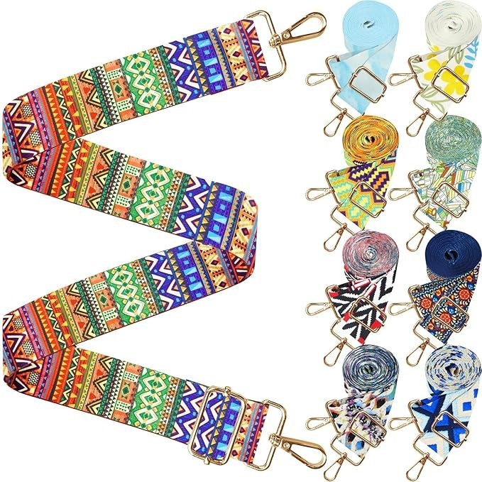 Purse Strap Replacement Guitar Style Multicolor Canvas Crossbody Strap for Handb