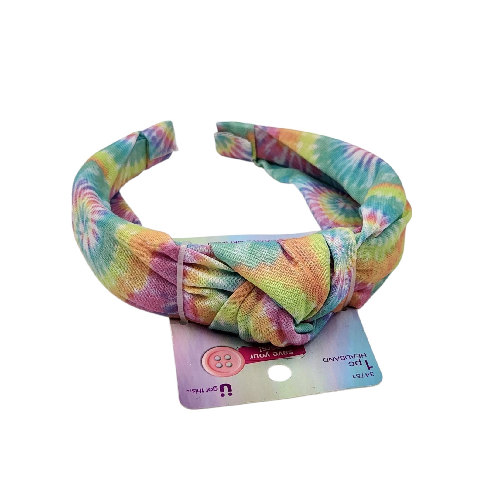 Scunci U Got This Headband with Buttons for Mask 3 Pcs Multicolor Tie Dye Set