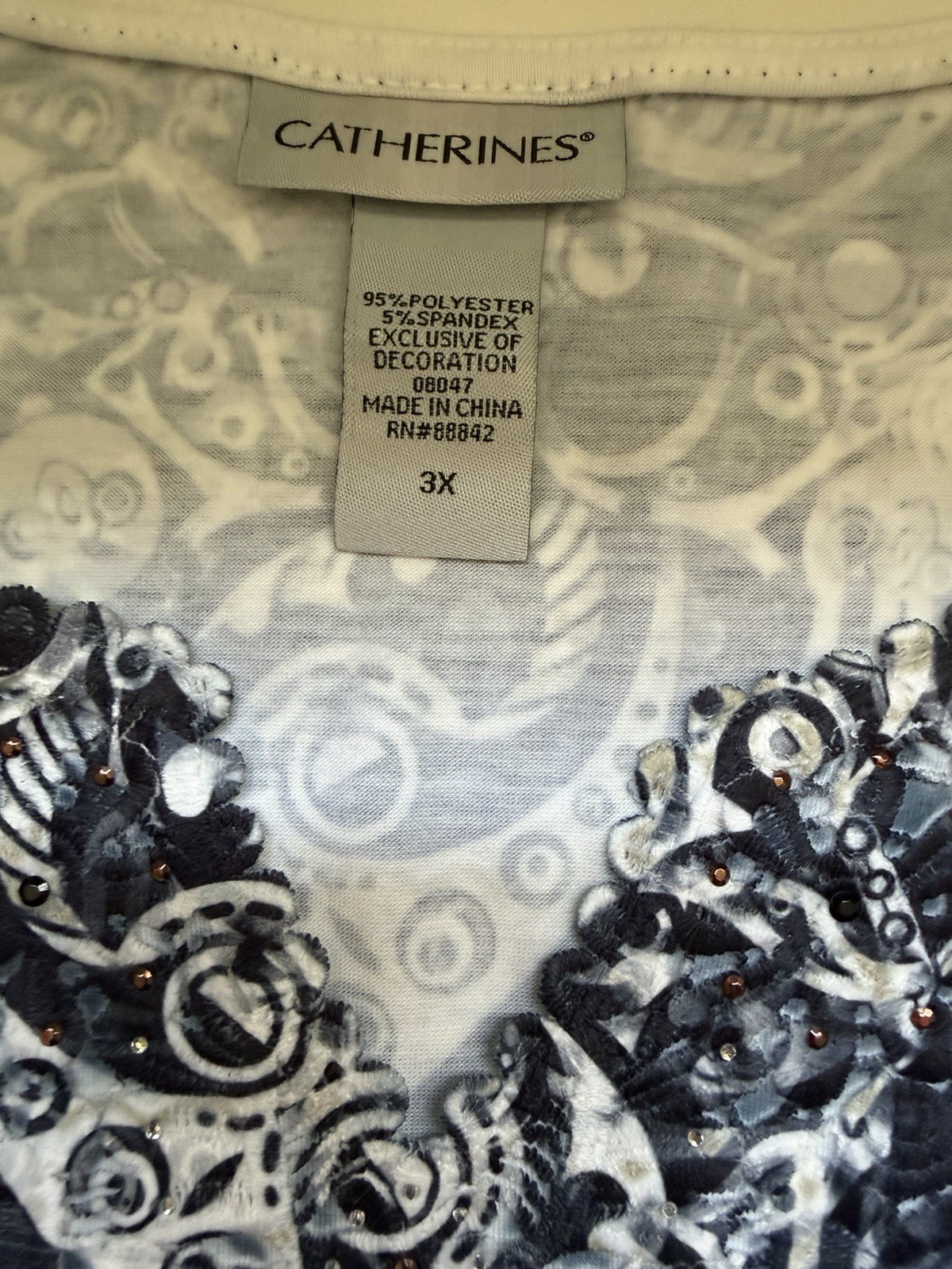 Catherines 3X Plus Size Black White Paisley Swing Tunic
