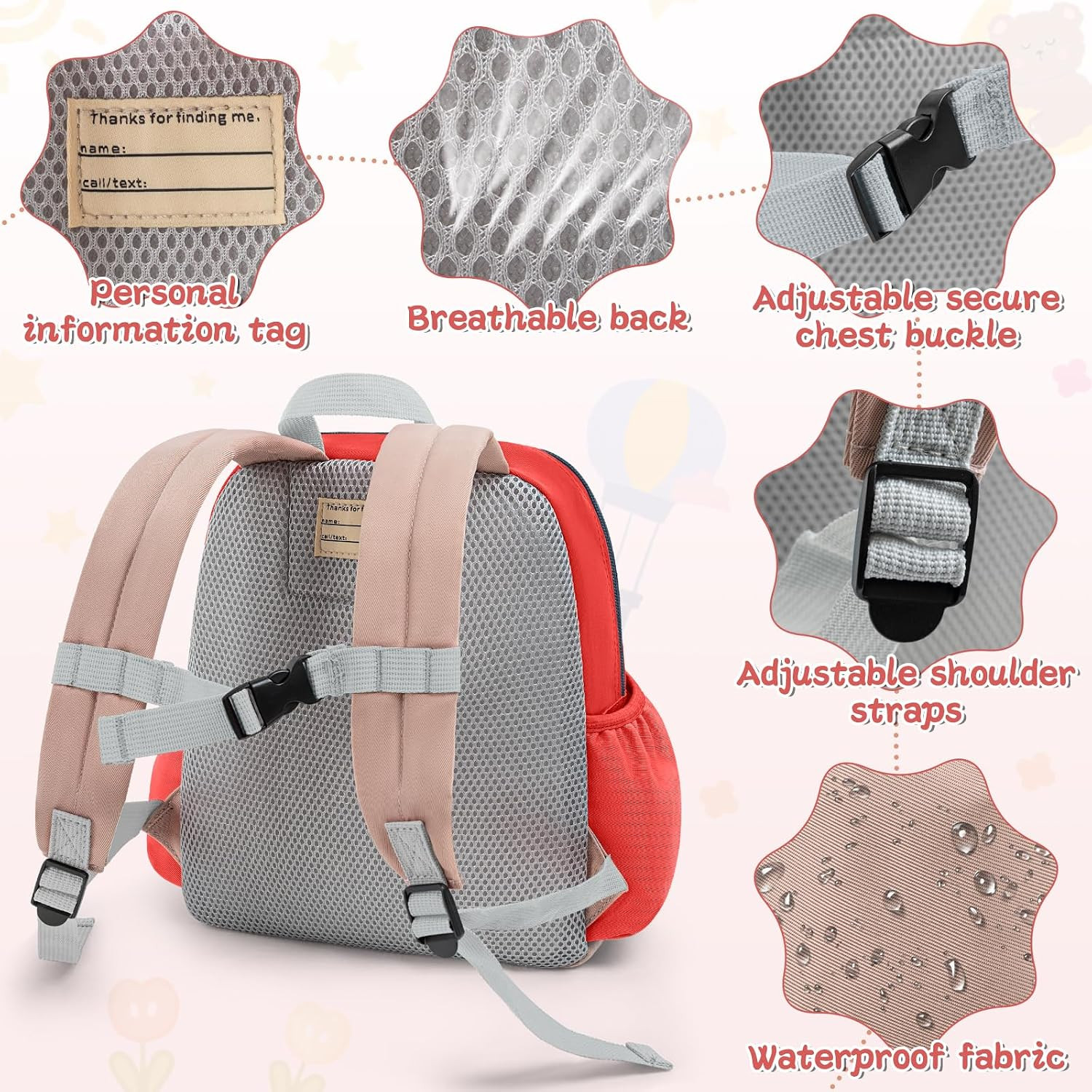 Toddler Backpack for Boys & Girls 1-3 Years, 10.5 Inch Lightweight Kids Bookbag,