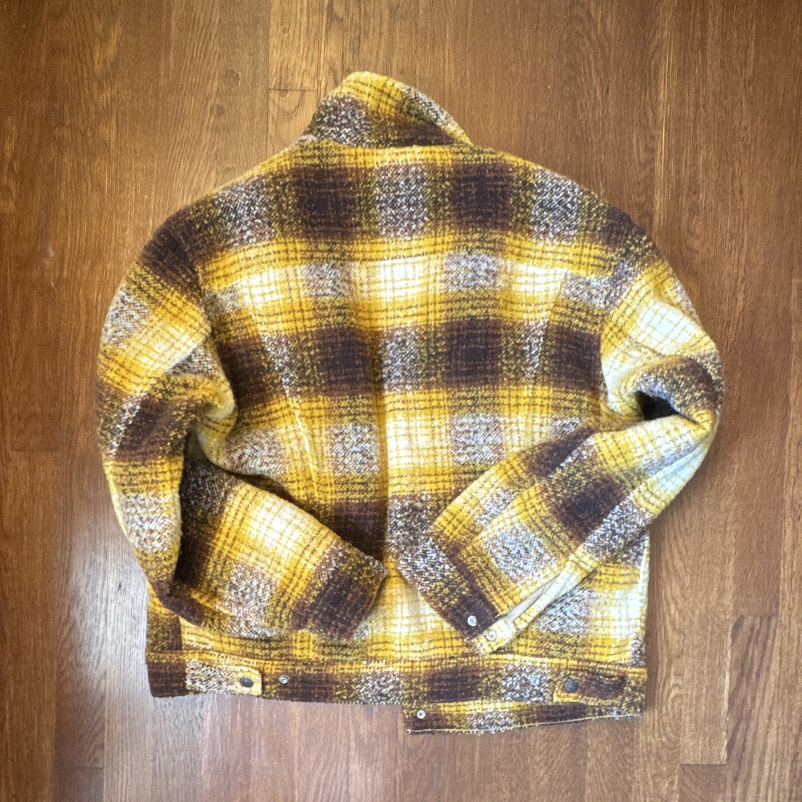 Levi’s Premium Vintage Fit Lined Plaid Jacket Yellow Brown White Medium