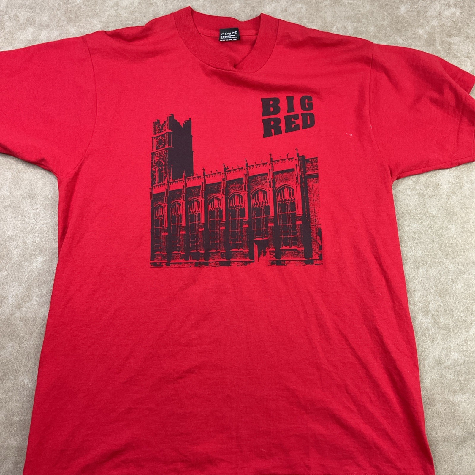 Vintage Big Red T-Shirt Sz L Western University 80s 90s Single Stitched 50/50