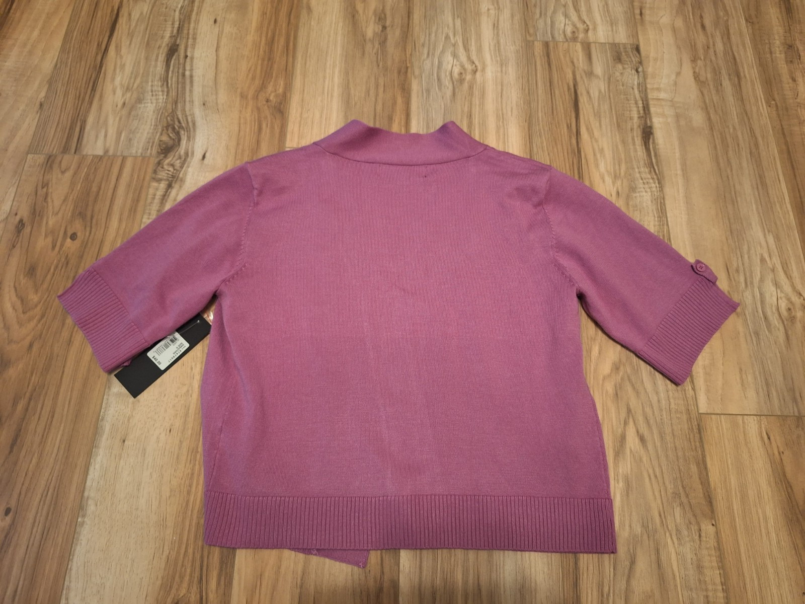 Womens GNW Open Front Crop Cardigan Sweater Shrug Short Sleeve Mauve Pink Rose S