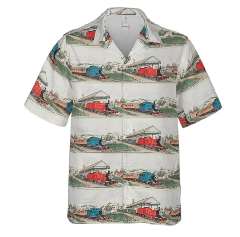 Thomas & James Hawaiian Shirt, Summer Hawaiian Shirt, Unisex Adult, Full