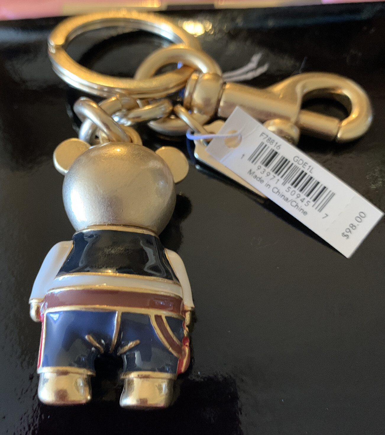 NEW COACH X STAR WARS HAN SOLO BEAR SOLID METAL GOLD TONE/MULTI KEY/FOB CHAIN