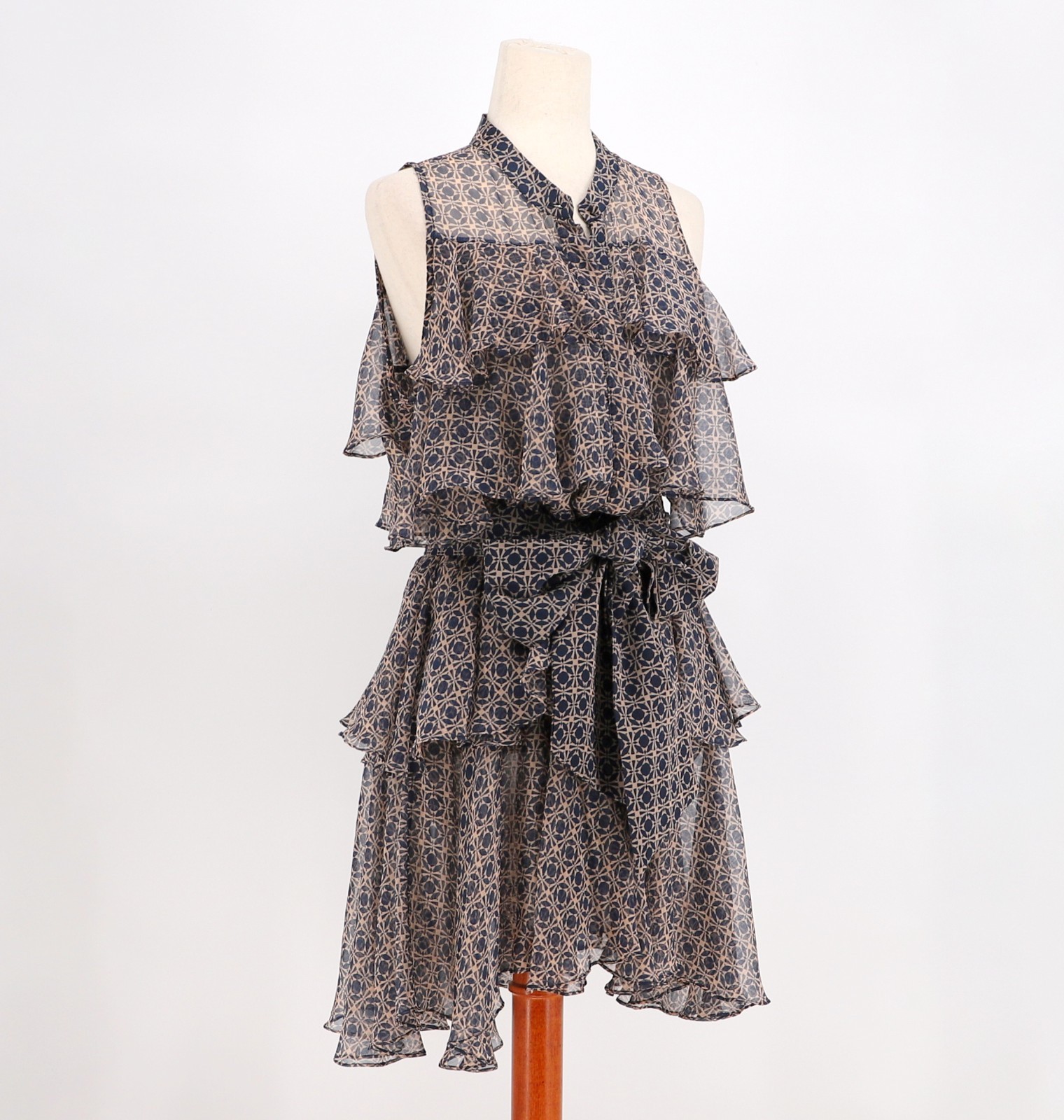 MISA $269 Los Angeles Emogene Geo Mini Tiered Dress Size M