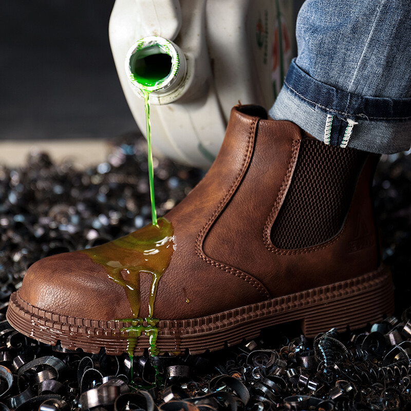 Non Slip Men’s Steel Toe Work Boots Construction Waterproof Leather Safety Shoes
