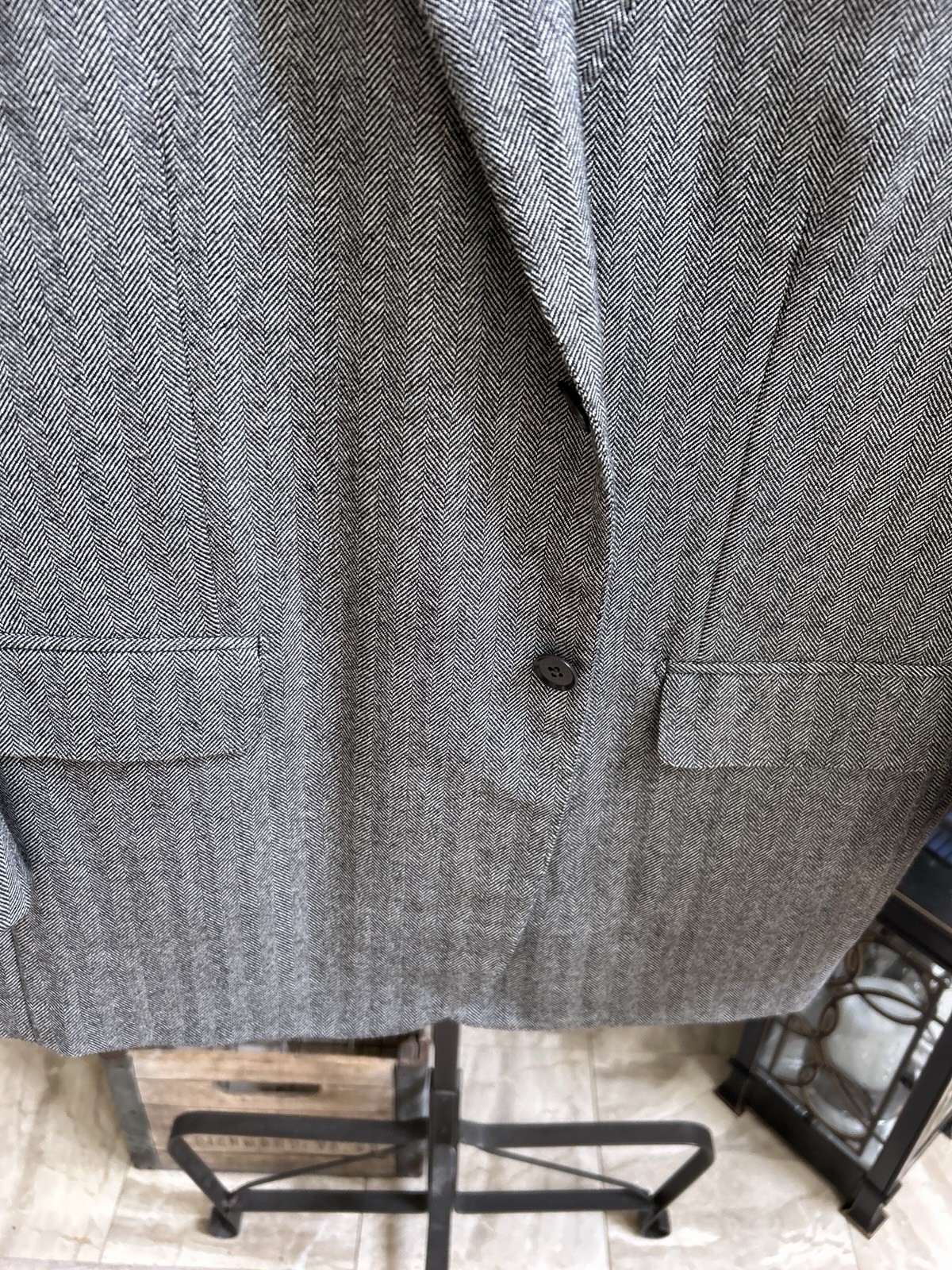 ISAIA men’s sport jacket coat – wool – black white herringbone – EU 58S US 46S