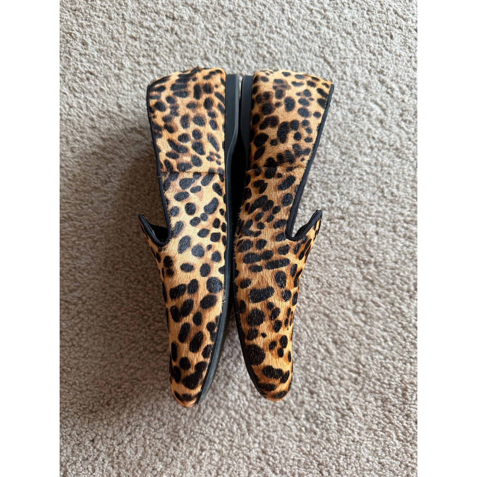 Birdies Starling Leopard Cheetah Print Calf Hair Designer Loafers Flats 8.5