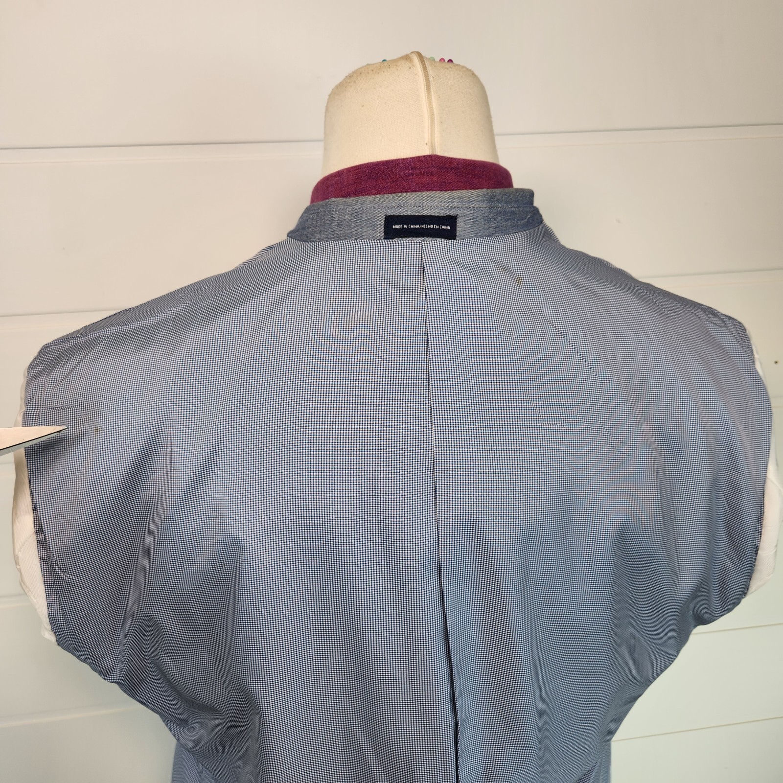 Stafford Mens Two Button Classic Fit Blazer Jacket Blue Cotton Birdseye Size 46R