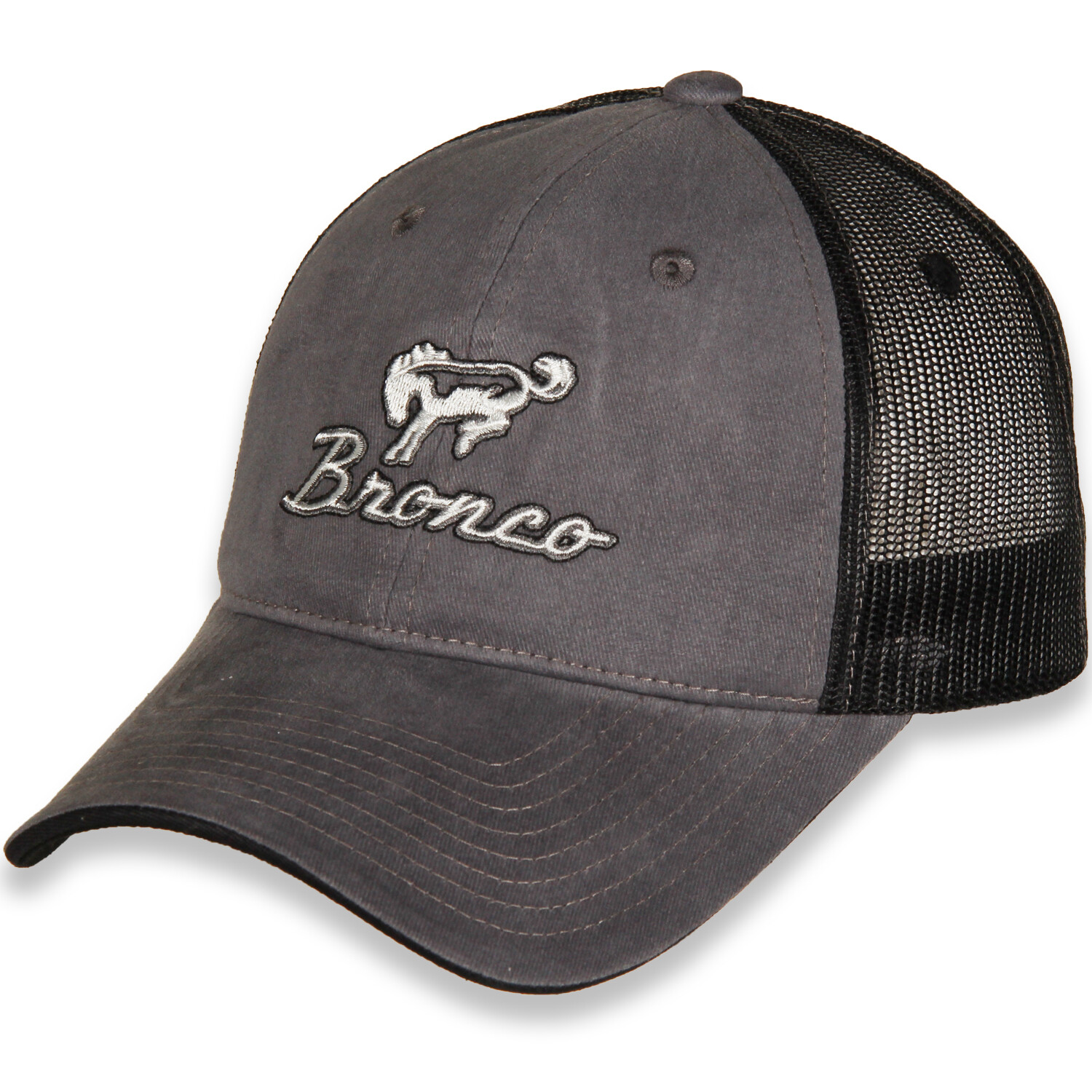 CHECKERED FLAG SPORTS FORD BRONCO LOGO EMBROIDERED HEATHER GRAY MESH HAT