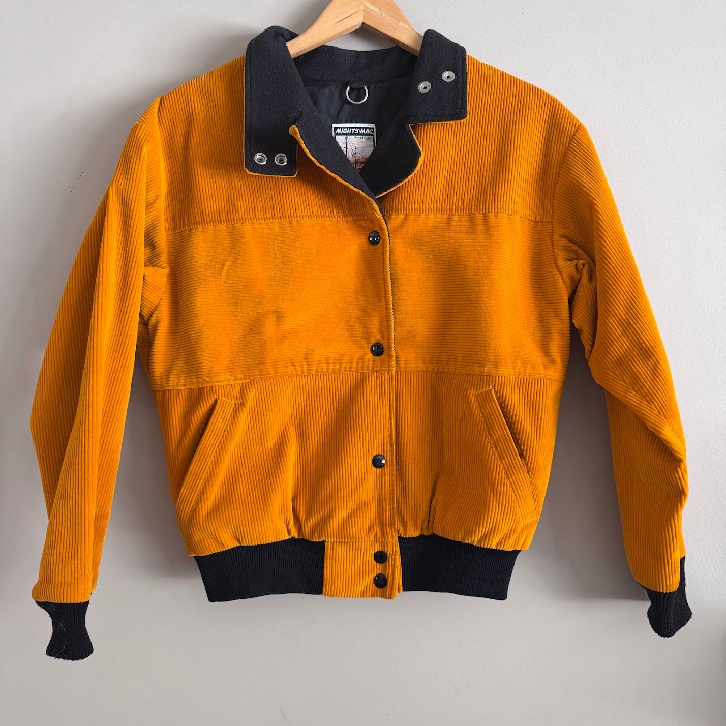 Vintage Mighty Mac Out O’Gloucester Yellow Corduroy Snap Button Jacket Made USA