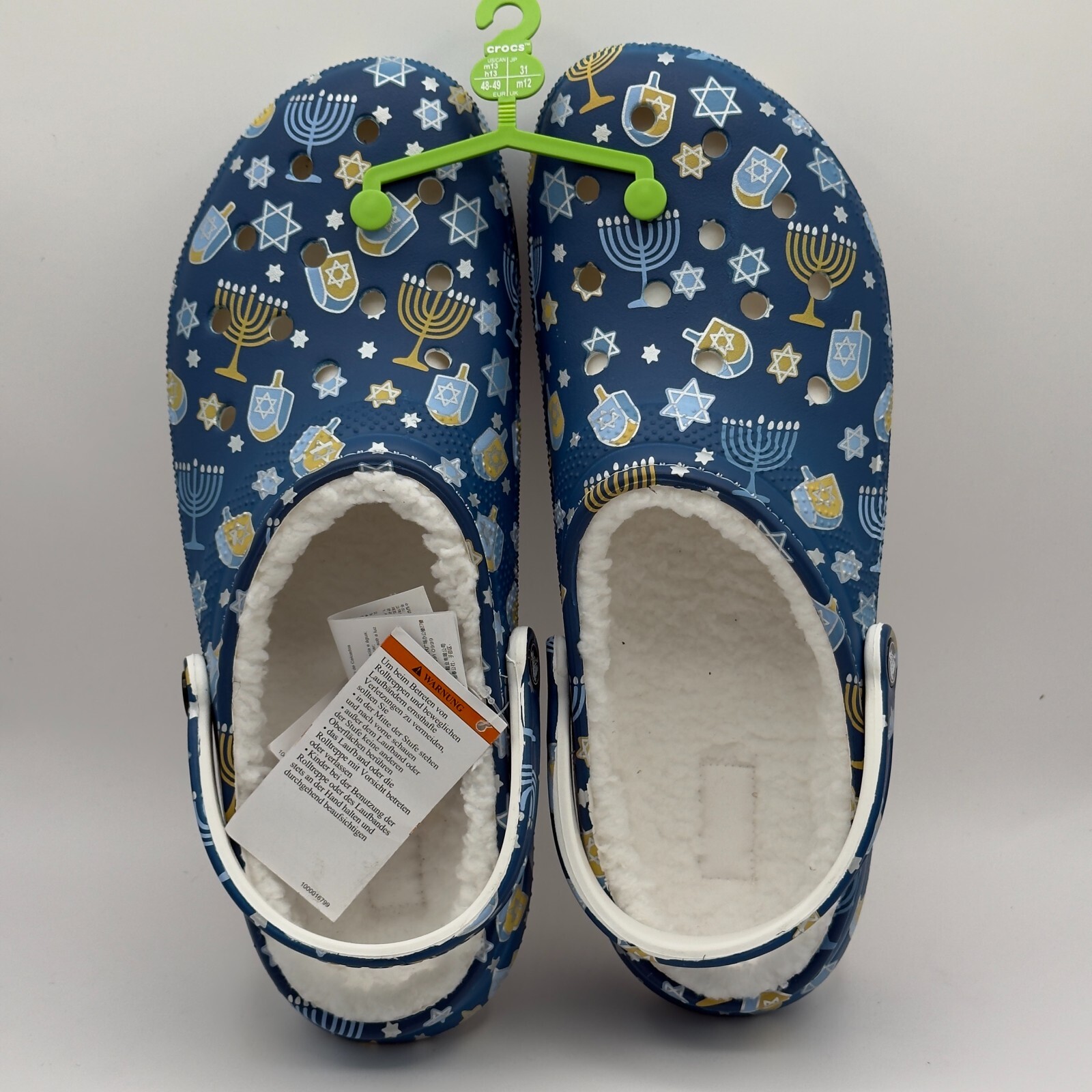 Crocs Classic Lined Holiday Clog Size m8/w10 Hanukkah Cozy Winter Slide Sandals