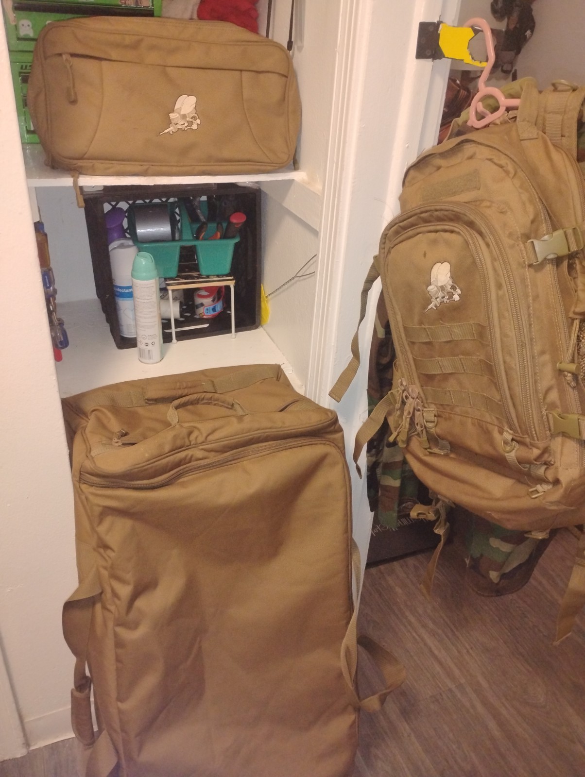 Set 3 Piece Navy Seabee Huge Rolling Bag, Accessory Bag (Attaches)&Backpack
