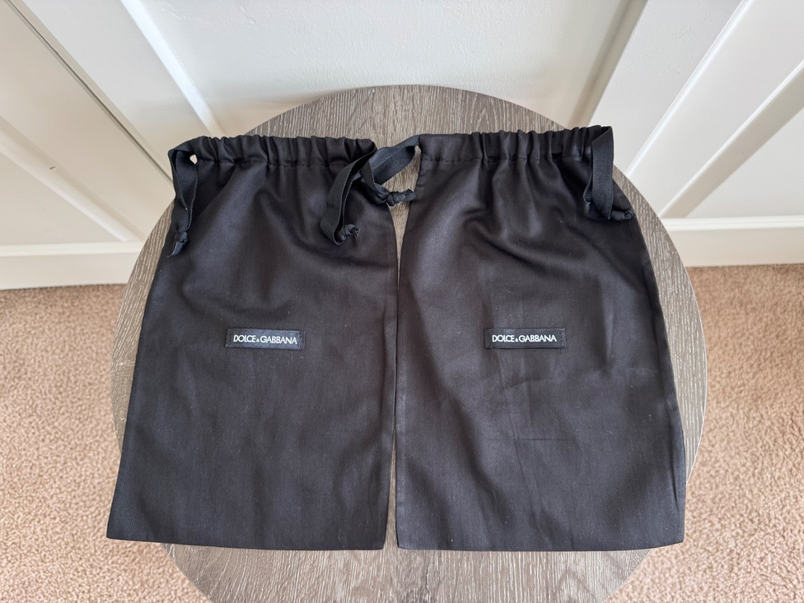 Dolce&Gbbana Dustbag /Shoebag Black /Cotton Drawstring 12.75″/7.75″Lot Of 2 NEW