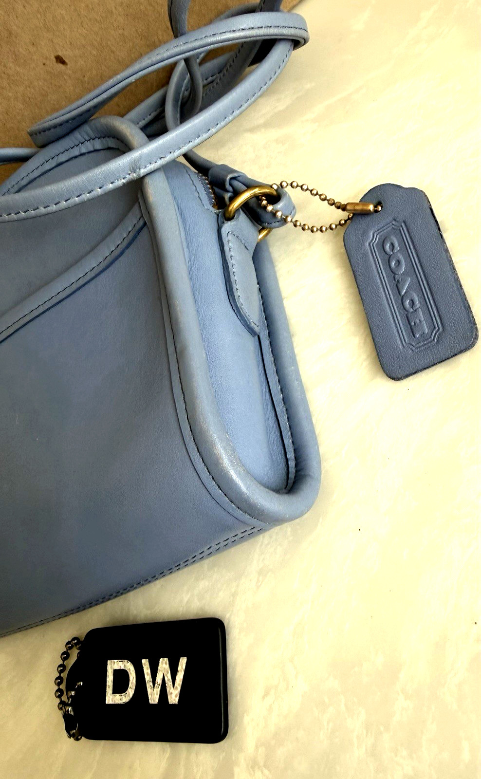 COACH VINTAGE PERIWINKLE BLUE ABBIE ZIP CROSSBODY BAG USA 9017 90’S