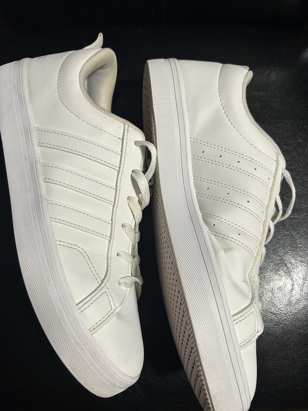 ADIDAS Men VS Pace 2.0 3-Stripes Synthetic Nubuck Shoes Size 8.5 Triple White!!!