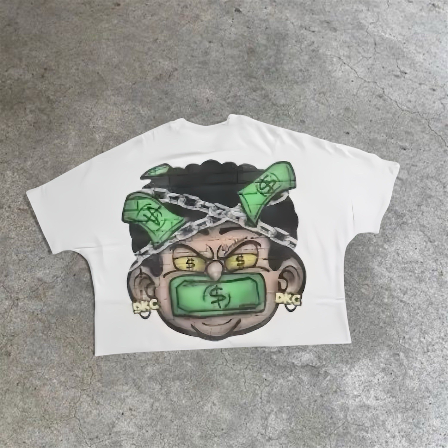 White and green graphic tee with money design #money #graphictee #streetwear