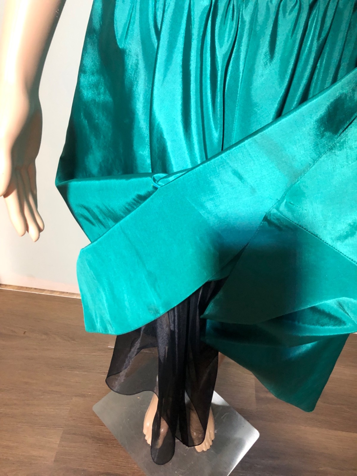 Vintage 80s Liz Claiborne Teal Taffeta Strapless Prom Party DressSweetheart XS