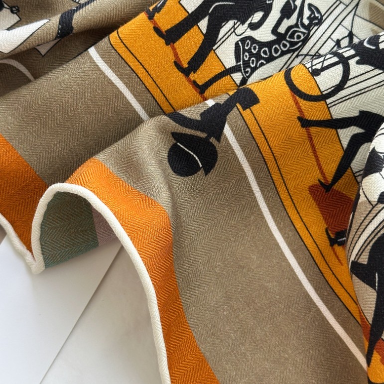 70% Cashmere 30% Silk Scarf Double face print Large WrapWomen Square Shawl 53″