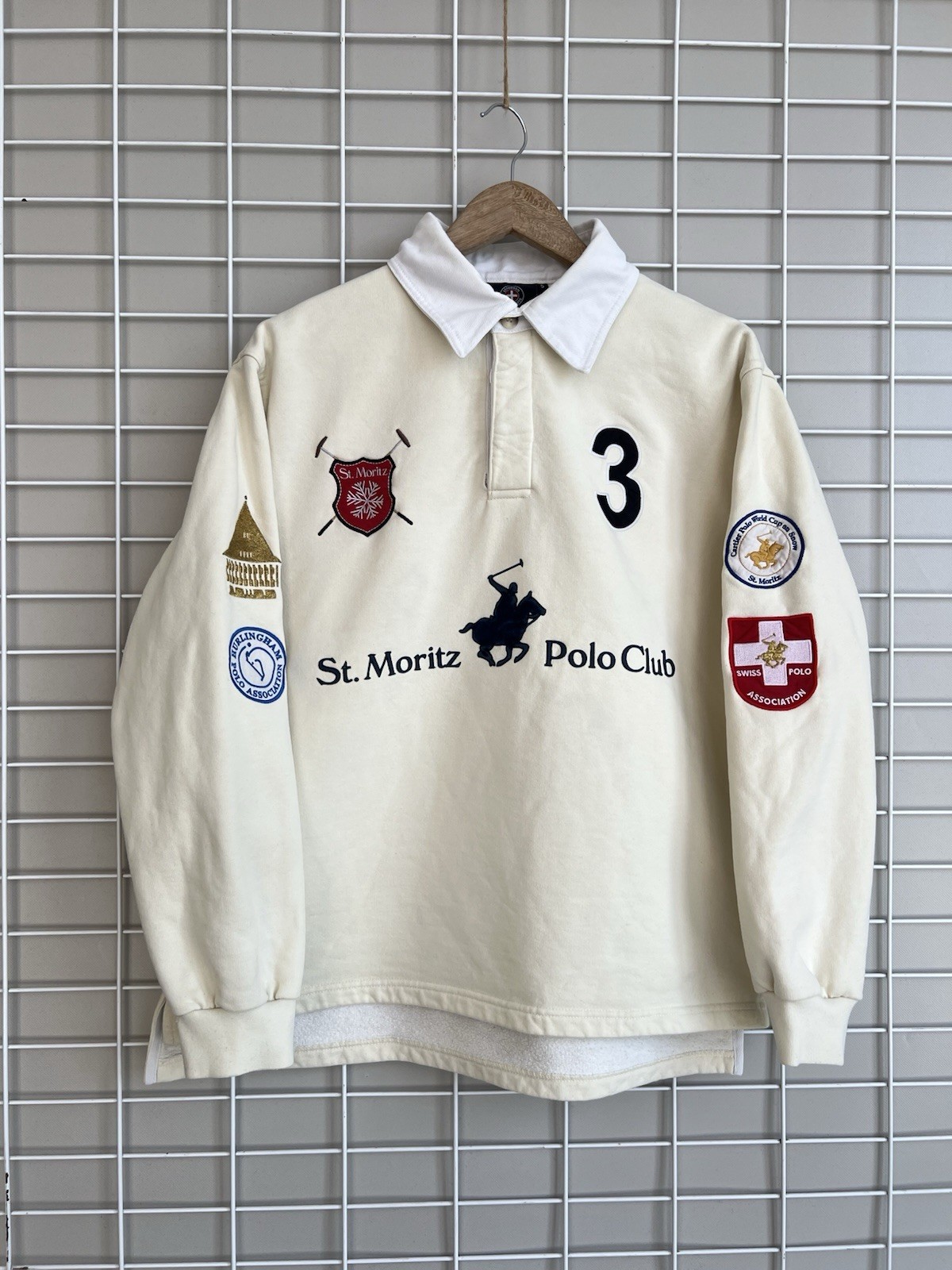 St. Moritz Strellson Rugby Shirt Mens Size S/M Swiss Polo #3 Long Sleeve Rare