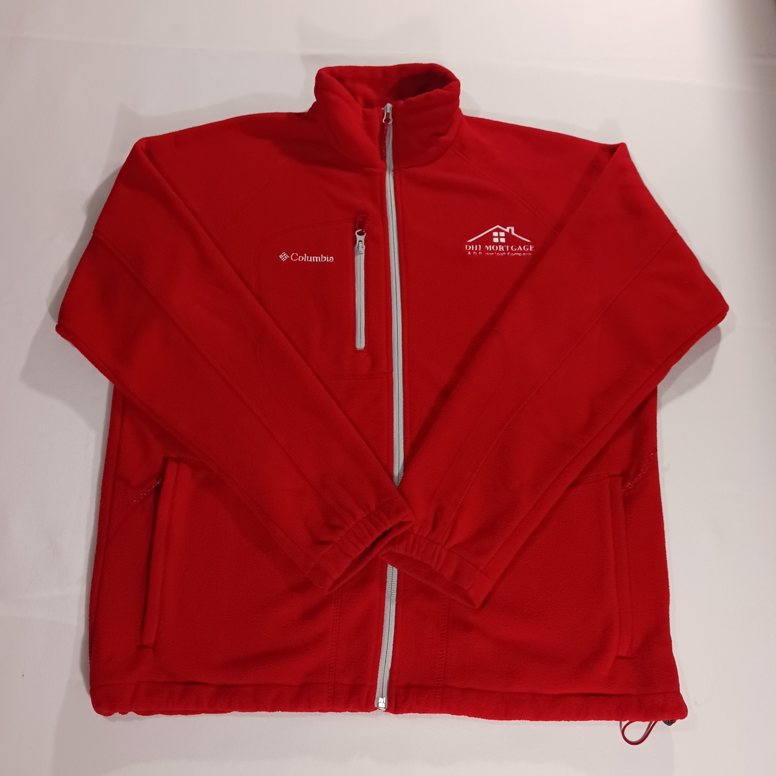 Columbia Fast Trek II Fleece Full Zip Windbreaker Red Jacket Mens M DHI Mortgage