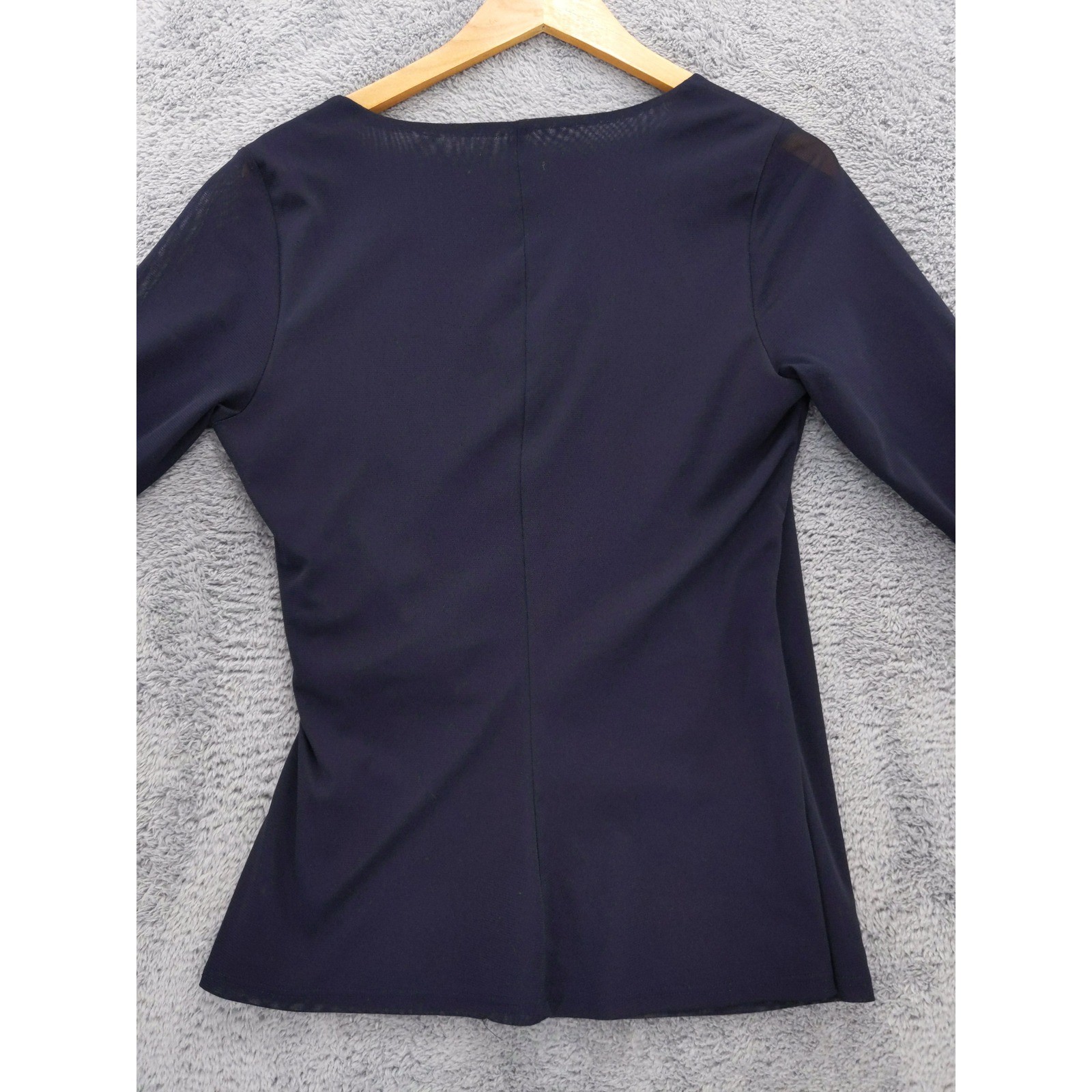 Coldwater Creek Mesh Top Medium M 3/4 Sleeve Surplice Ruched
