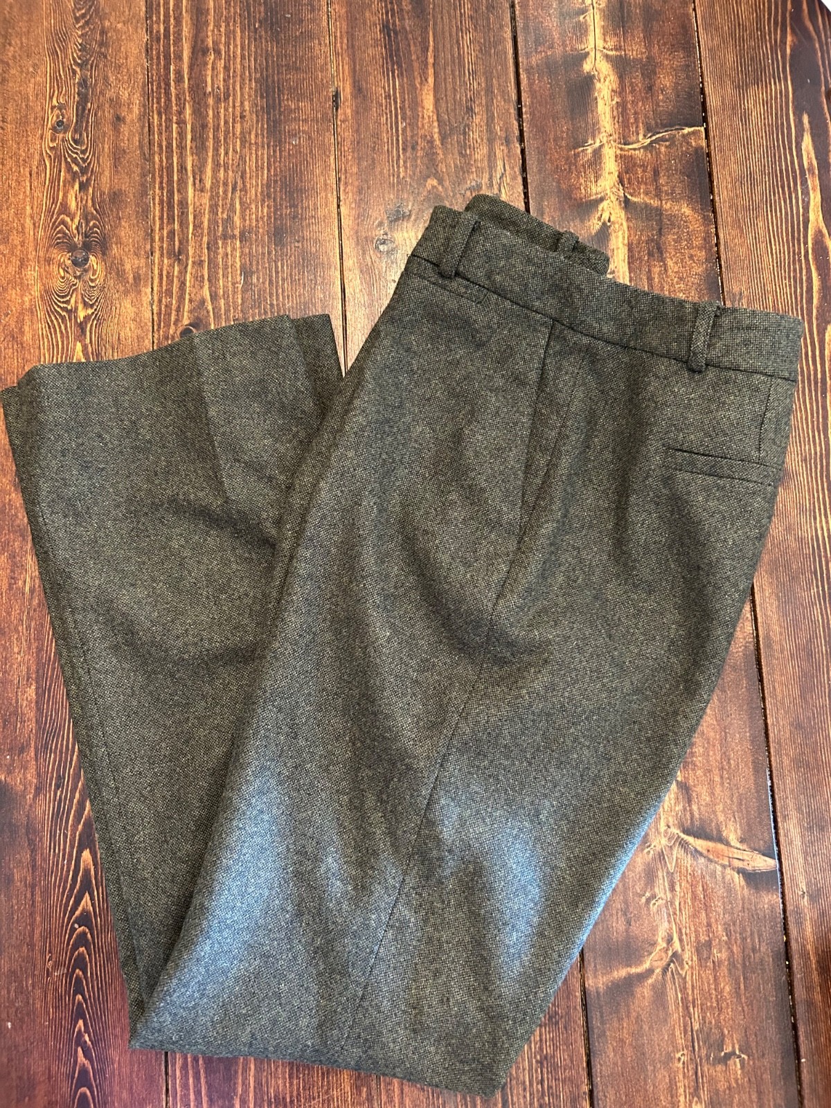 Brooks Brothers Caroline Fit Tollegno 1900 Italian Wool Blend Pants Olive Green