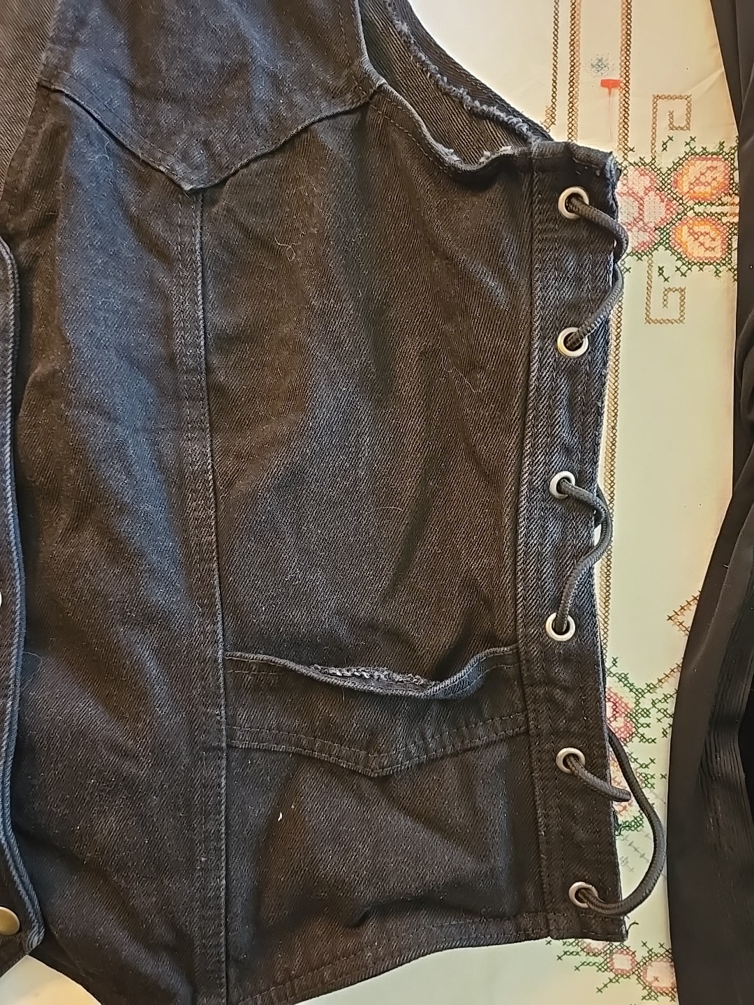 Allstate Collection Black Rider Vest WoMens 3XL Side Lace Up Snap Up Vintage