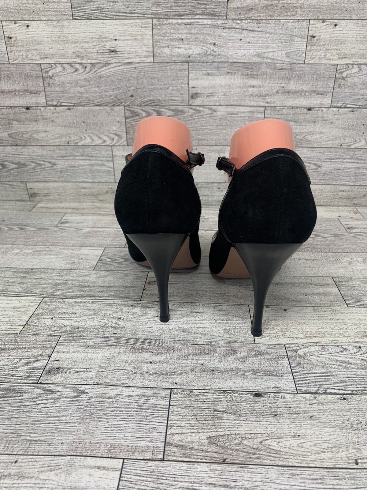 CLAUDIA CIUTI STUDDED 4” HEELS Black Leather Suede Women Size 9.5M