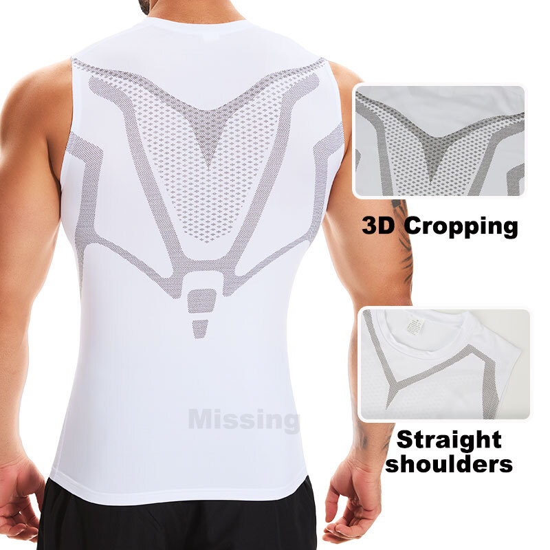 Men Compression Shirt Version Ionic Shaping Sleeveless Vest Tank Top S-2XL