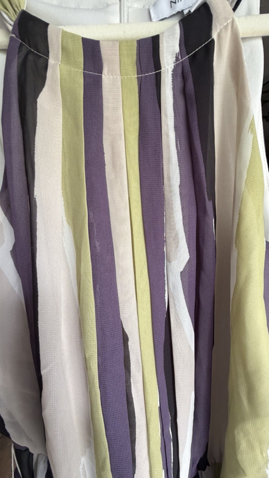 NWT Nine West Maxi Dress Size 8 Green Purple Stripe Sleeveless Belted $139