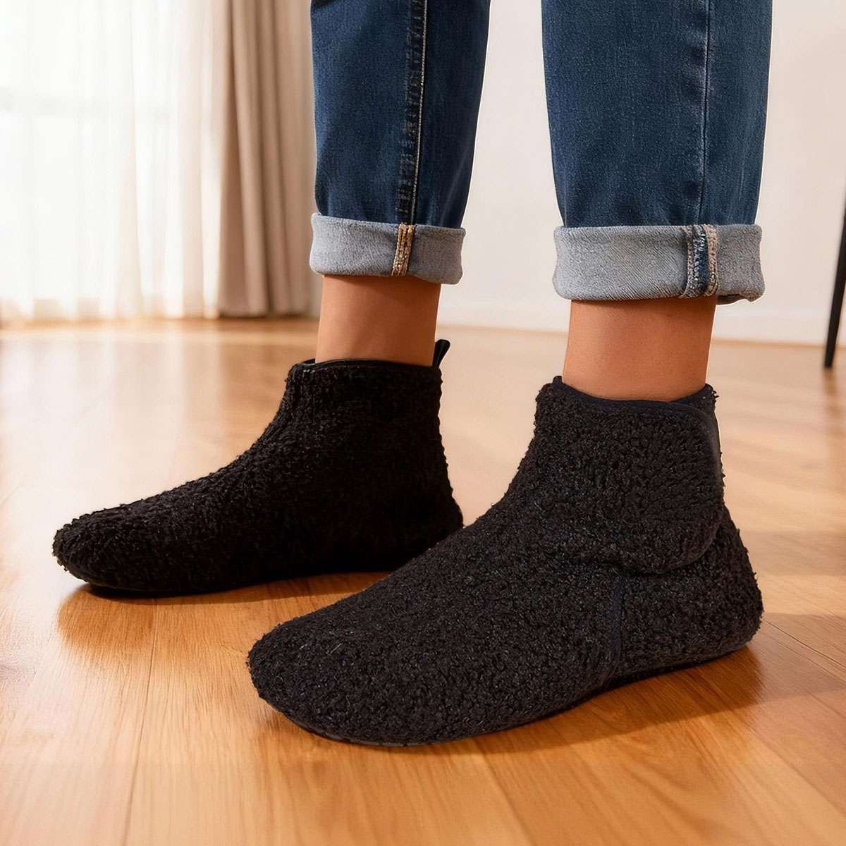 Womens Teddy Fleece Indoor Booties Slippers Cozy Soft Sole House Shoes Non Slip