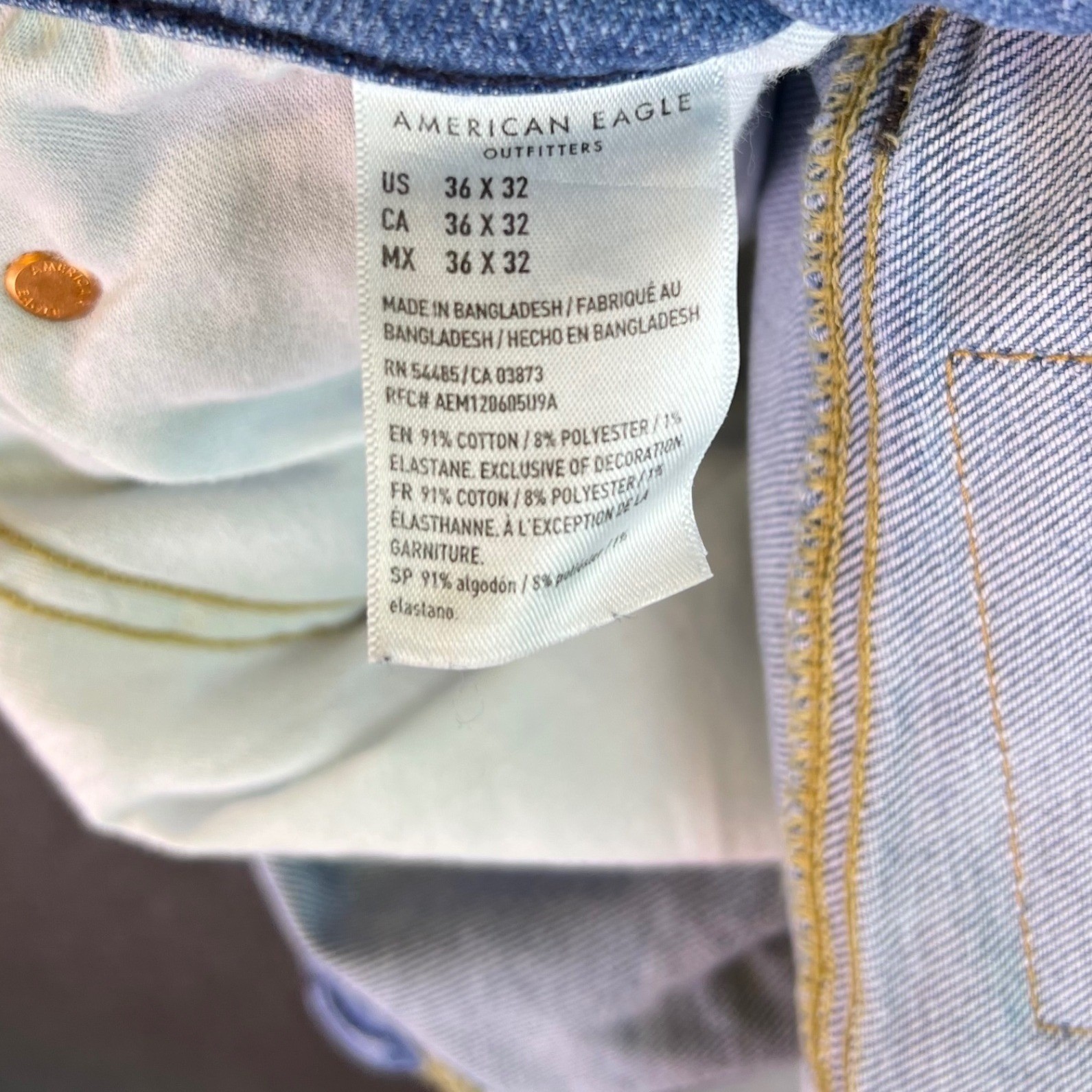 American Eagle Jeans Mens 36×32 Light Blue Western Bootcut Airflex+ Denim Y2K
