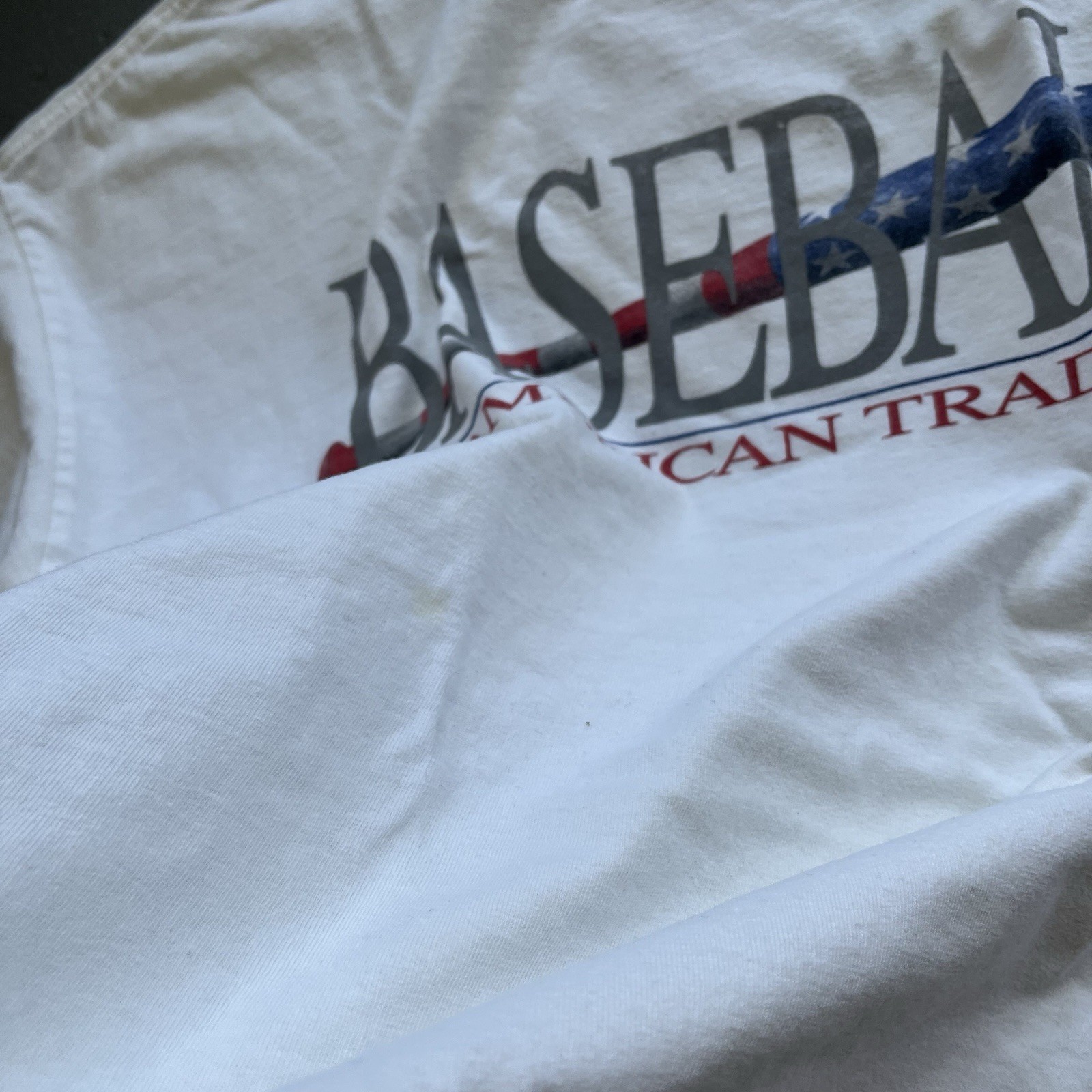 Vintage Baseball An American Tradition USA Graphic T Shirt White Sports Tee XL