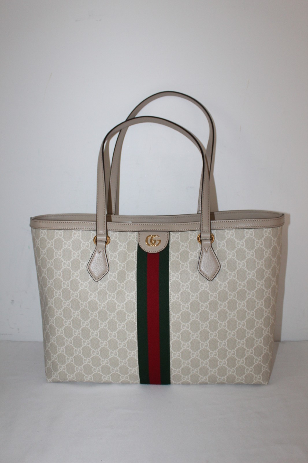 NWT Gucci GG Supreme Monogram Web Ophidia Shopping Tote Shoulder Bag 631685