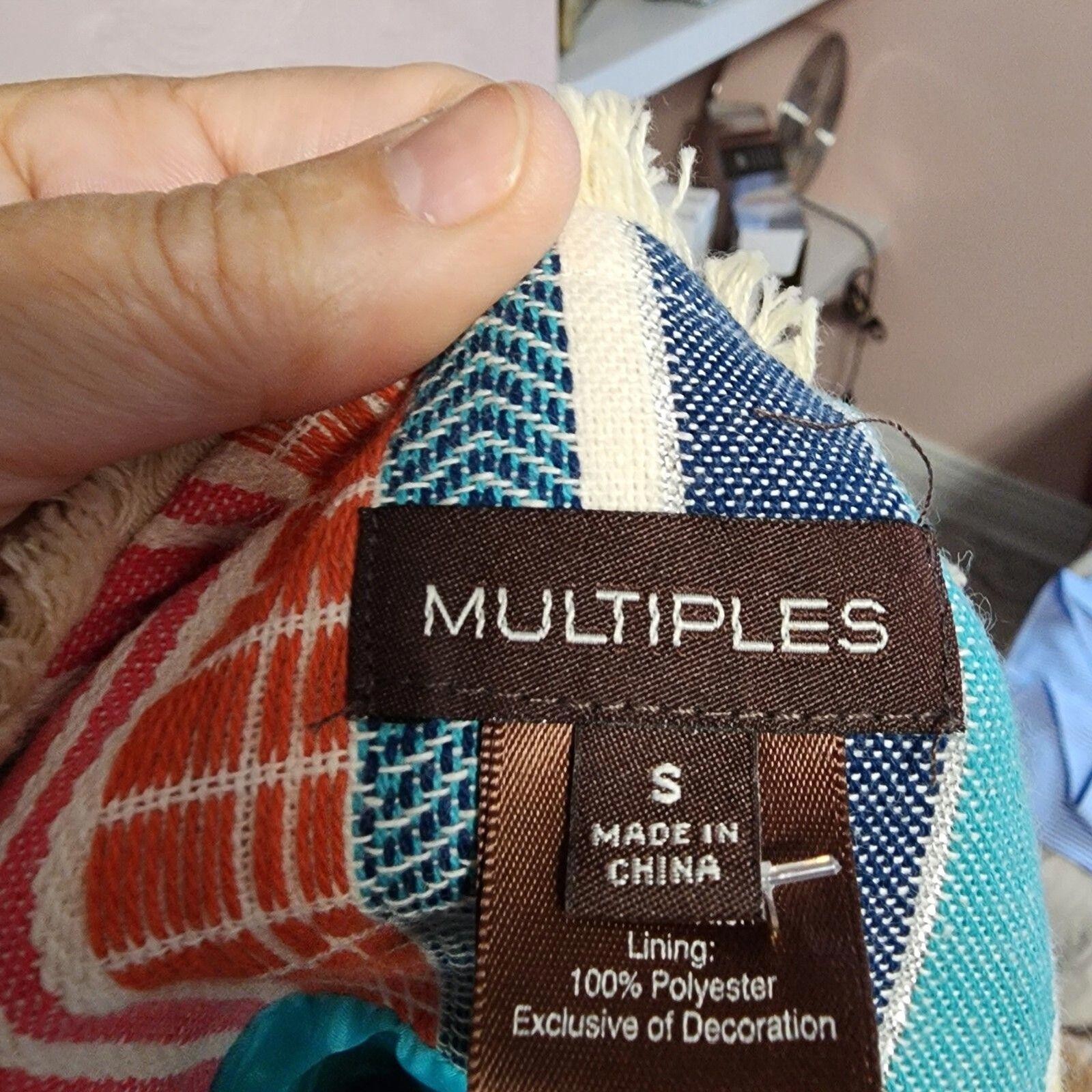 NWOT Multiples Colorful fringe jacket light weight fun open no closure S