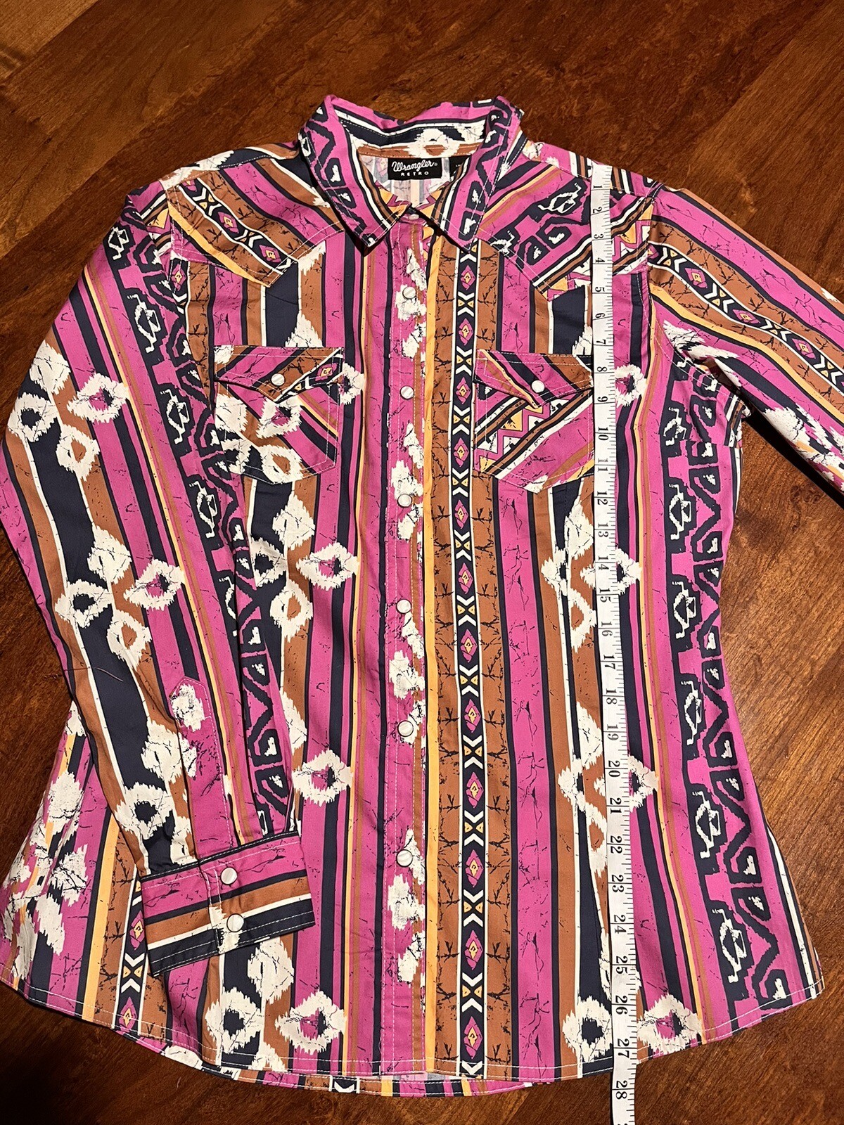 WRANGLER Retro L Checotah Aztec Pearl Snap Western Shirt Cowgirl LW6590M