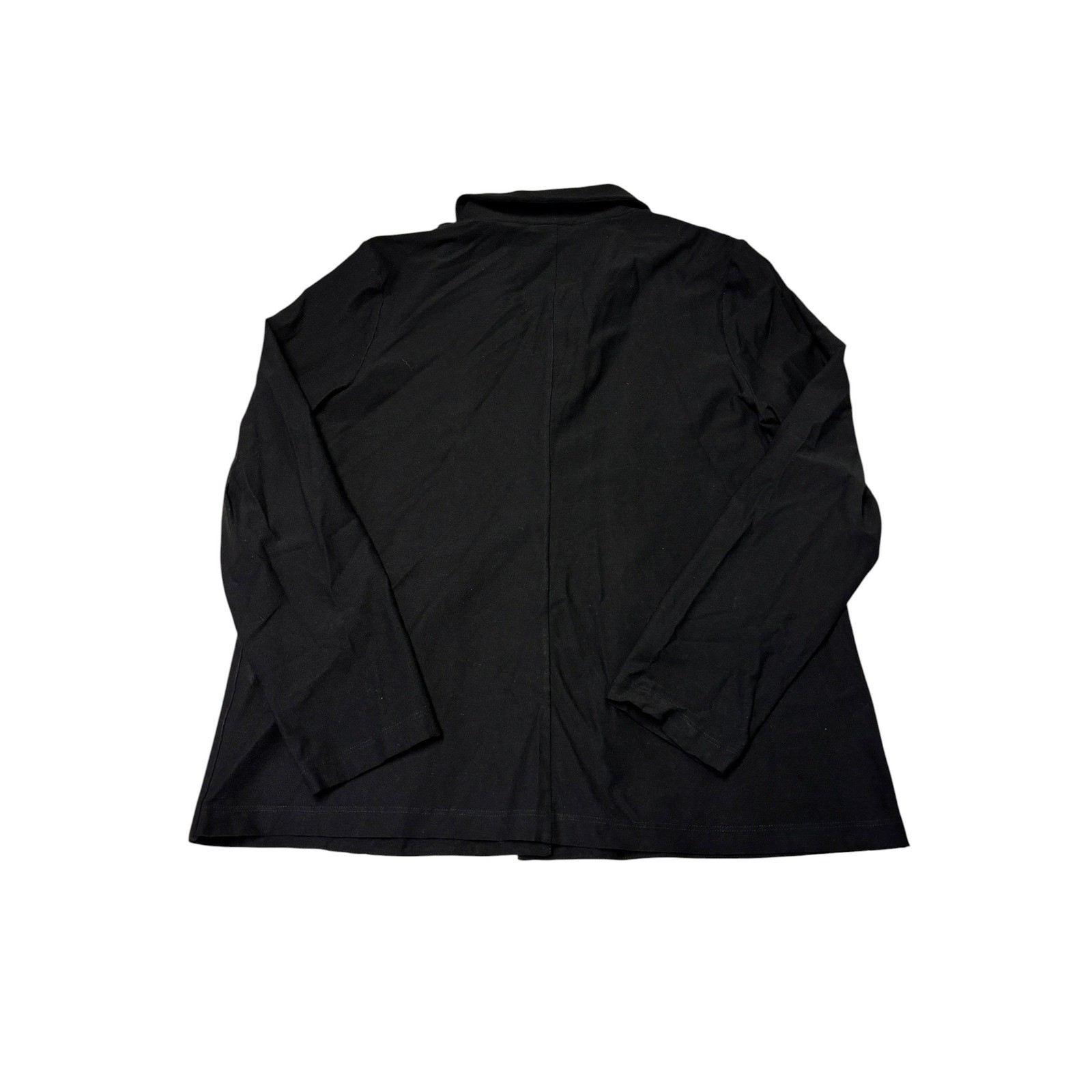 Eileen Fisher Black Knit Blazer Viscose Blend Two Button Jacket Womens M USA