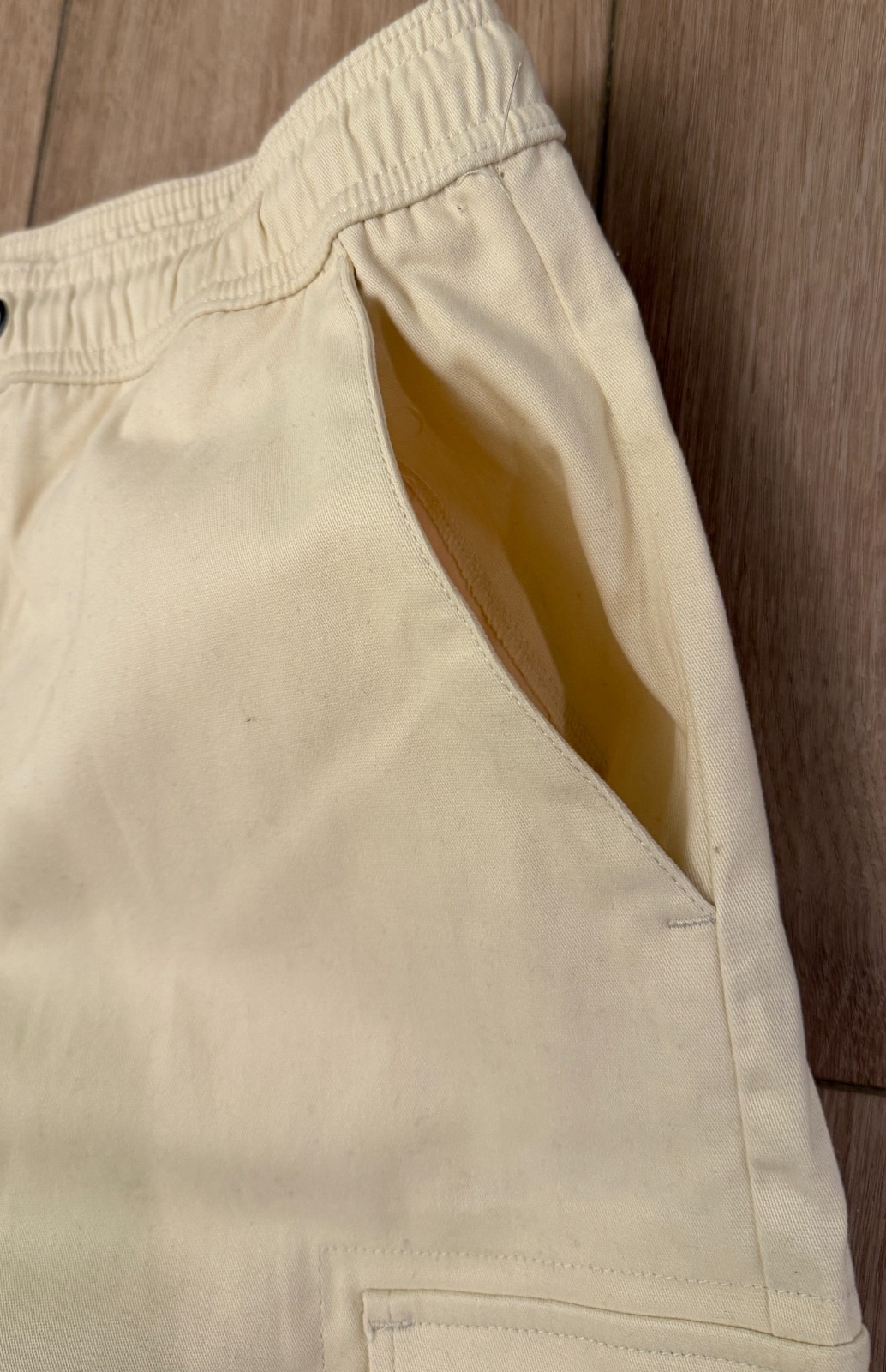 WeSC Open Bottom Cargo Pants Unisex Chino Style-Men L/Women XL-Pale Yellow-NWT